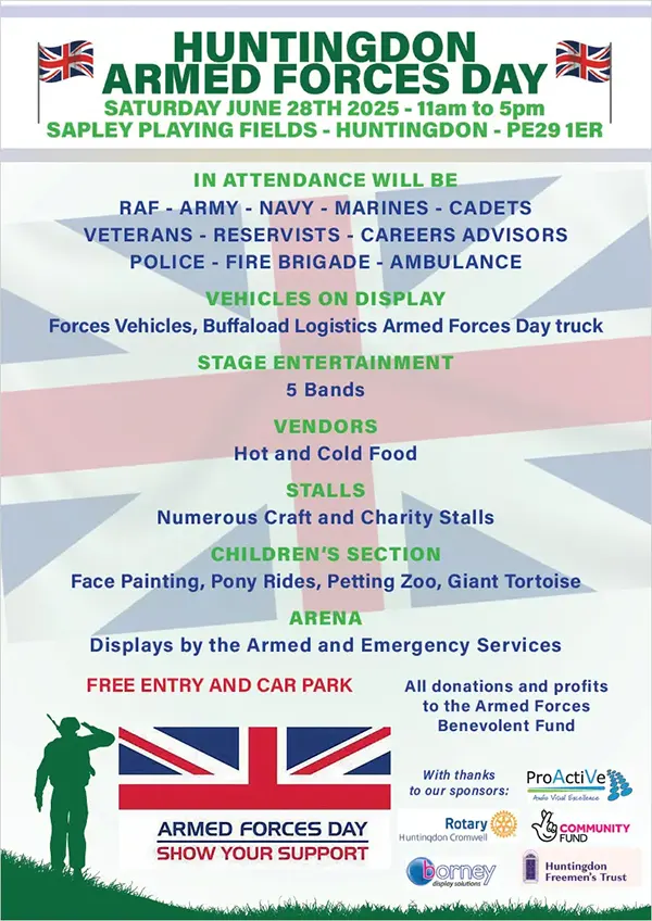 The Huntingdon Armed Forces Day 2025 flyer